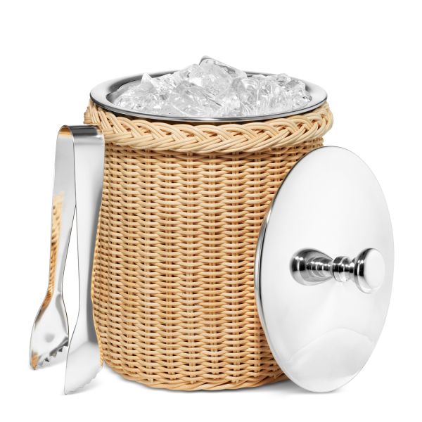 Freya Wicker Ice Bucket with Ice Tongs