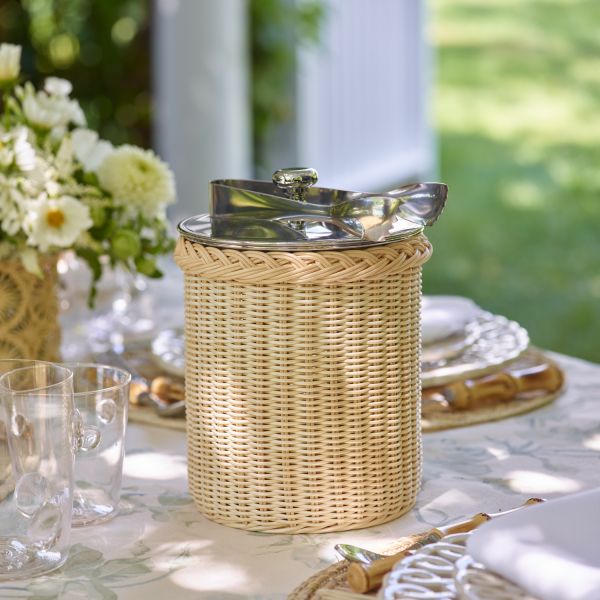 Freya Wicker Ice Bucket with Ice Tongs