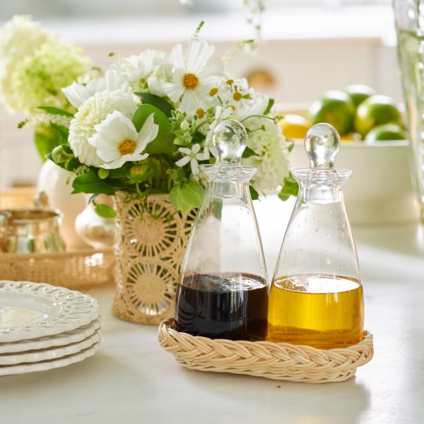Freya Wicker Oil and Vinegar Bottle Set