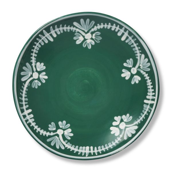 Serving Bowl With White Floral Trim