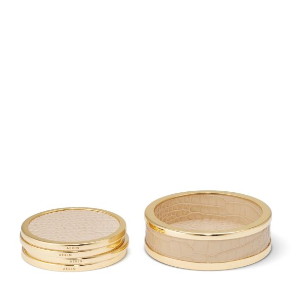 Classic Croc Leather Coaster, Set of 4