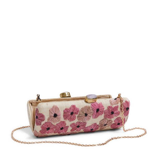 Wild Geranium Embroidered Clutch