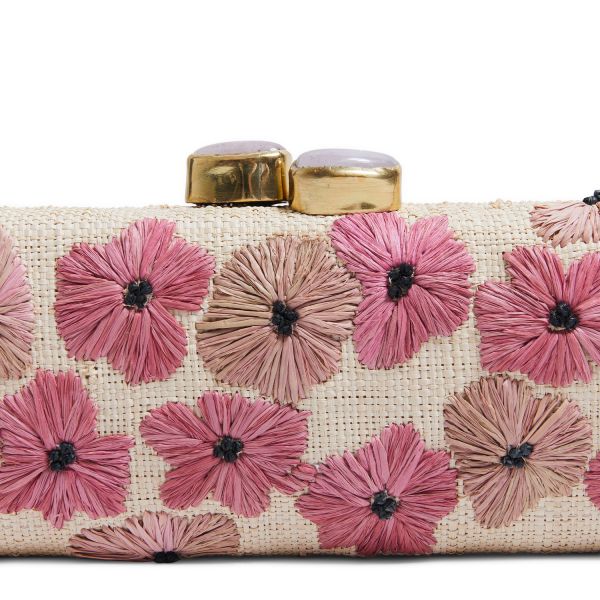 Wild Geranium Embroidered Clutch